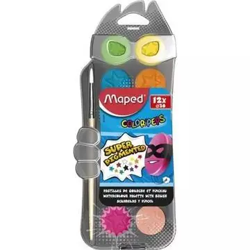 MAPED Color Peps vízfesték készlet ajándék ecsettel - 30 mm, 12 db Gyors szállítás