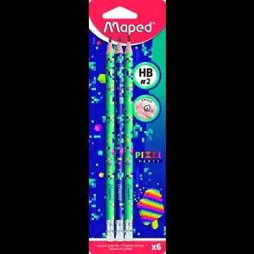MAPED Pixel Party háromszögletű grafitceruza radírral, HB - 6 db Legjobb ár