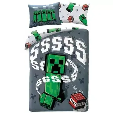 Akciós ár Minecraft Creeper és TNT kétrészes ágyneműhuzat garnitúra - 140 x 200 cm