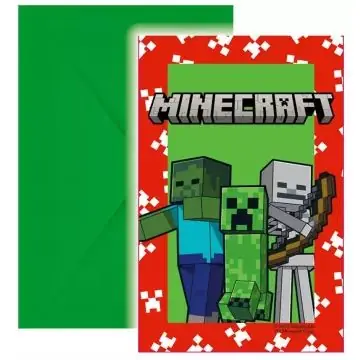 Minecraft Meghívó borítékkal - 6 db-os Expressz szállítás