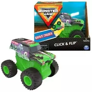 Monster Jam - Click Flip Grave Digger hátrahúzhatós kisautó Olcsó