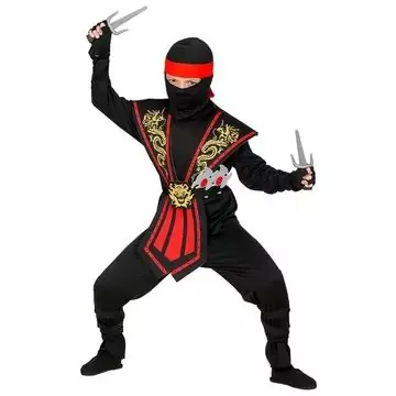 Piros harcos Ninja jelmez fegyverekkel - 158 cm Végkiárusítás