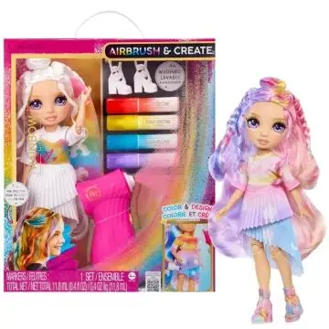 Rainbow High Airbrush  Create színezhető baba festékszóróval - Lila szemű Árcsökkenés