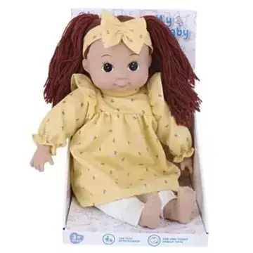 Rongybaba sárga ruhában - 40 cm-CSOMAGOLÁSSÉRÜLT Kiárusítás