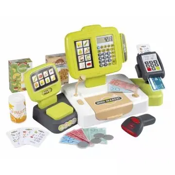 Smoby Elektronikus pénztárgép szett, 30 db-os - zöld Expressz kézbesítés