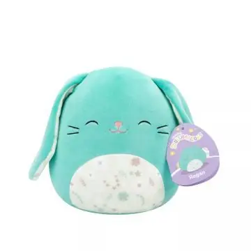 Prémium Squishmallows Regan, a türkiz nyuszi virágos hassal - 20 cm