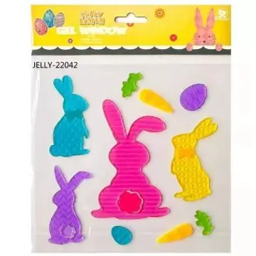 Színes nyulak ablakzselé - 20 x 25 cm Szezonális akció