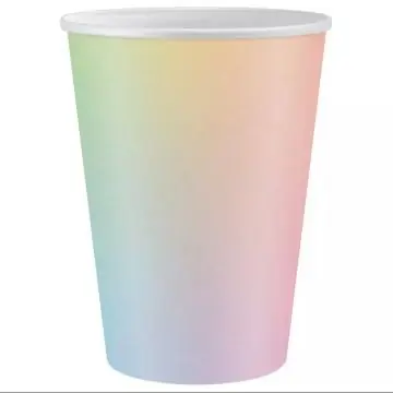 Különleges ajánlat Szivárvány mintás papírpohár, 260 ml - 6 db-os