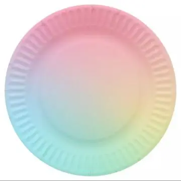 Legjobb ár Szivárvány mintás papírtányér, 18 cm - 6 db-os
