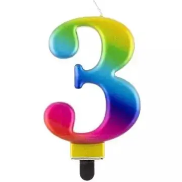 Nézd meg most Szivárvány színű születésnapi számgyertya, 8 cm - 3