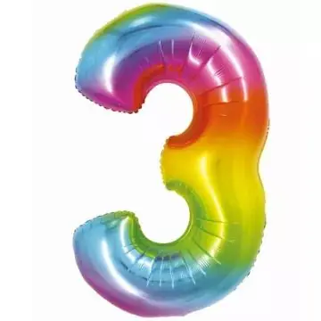 Gyors kiszállítás Szivárvány színű, számos fólia lufi, 76 cm - 3