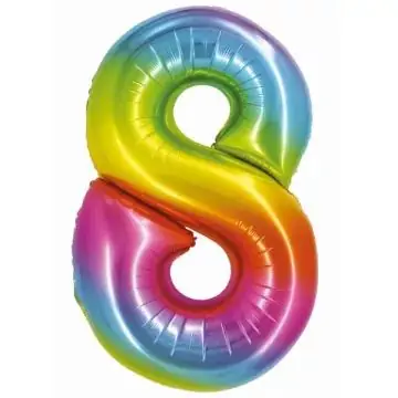 Szivárvány színű, számos fólia lufi, 76 cm - 8 Újdonság
