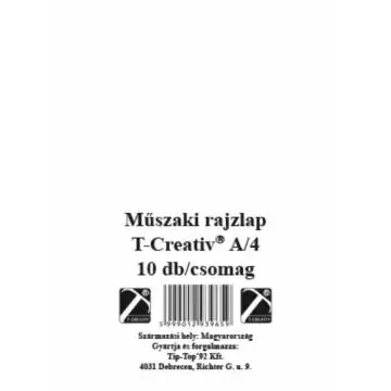 Kihagyhatatlan ajánlat T-Creativ Műszaki rajzlap, famentes - A/4-es, 10 db