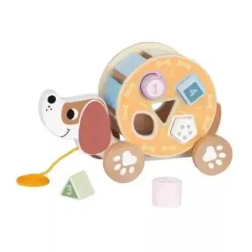Tooky Toy 2 az 1-ben húzható fa kutyus formaválogatóval Végkiárusítás