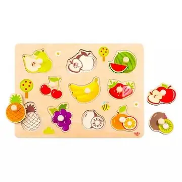Expressz szállítás Tooky Toy Fogantyús forma puzzle, 10 db-os - Gyümölcsök