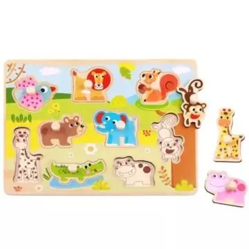 Csak ma Tooky Toy Fogantyús forma puzzle, 9 db-os - Vadállatok