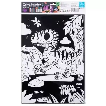 Tookyland Bársonyos színezőkészlet 16 db filctollal – Dinoszaurusz, 30 x 25 cm Vásárlói kedvenc