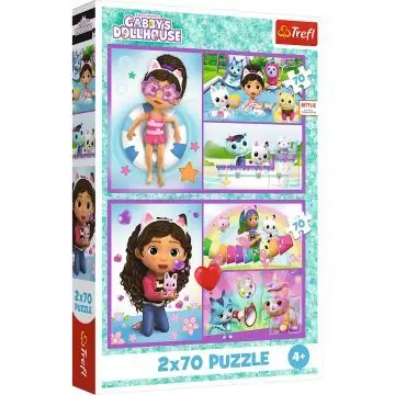 Expressz szállítás Trefl Gabi babaháza, Játék Gabival - 2 x 70 darabos puzzle