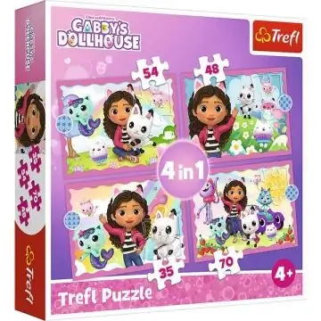 Trefl Gabi babaháza, Macskalandok 4 az 1-ben puzzle - 35, 48, 54, 70 darabos Vásárlói kedvenc