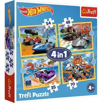 Trefl Hot Wheels járművek puzzle - 4 az 1-ben Olcsó