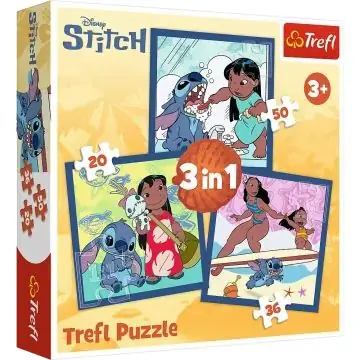 Népszerű Trefl Időzés Stitch-csel 3 az 1-ben - 20-36-50 darabos puzzle