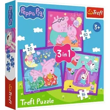 Csak ma Trefl Peppa malac mindennapjai 3 az 1-ben - 20, 36, 50 darabos puzzle