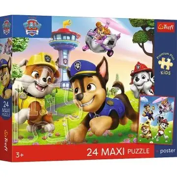 Gyors kiszállítás Trefl Premium Plus Kids Mancs őrjárat - Vidám séta a kutyikkal Maxi puzzle - 24 darabos