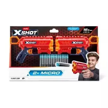 ZURU X-Shot Excel Micro 2 db-os szivacslövő pisztoly szett 16 db lövedékkel - 1. széria Azonnali szállítás
