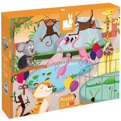 Janod 02774 Tapintós puzzle - "egy nap az állatkertben" -20 darabos Szuper akció