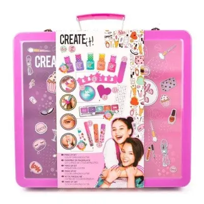 Kedvezményes ár Canenco Create It! Make-Up szett neon és csillámló színekkel, fém bőröndben