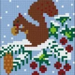 Téli Mókus (10,1x12,7cm) Pixelhobby Csak ma