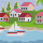 Végkiárusítás Pixelhobby 801253 Falu kreatív szett 10,x12,7cm 1 alaplapos
