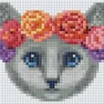 Alacsony ár Pixelhobby 801376 Virágos cica kreatív szett 10,x12,7cm 1 alaplapos