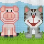 Végkiárusítás Pixelhobby 802065 Állatok szett 2 alaplapos (25,4x10,2cm)