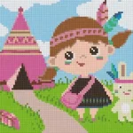 Pixelhobby 804388 Indián lány és nyuszi (20,3x25,4cm) 4 alaplapos szett Azonnali szállítás
