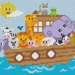 Prémium Pixelhobby 804390 Noé bárkája (20,3x25,4cm) 4 alaplapos szett