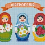 Pixelhobby 804391 Matryoshka babák (25,4x20,3cm) 4 alaplapos szett Azonnali szállítás
