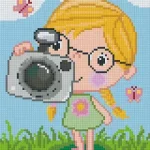 Kihagyhatatlan ajánlat Pixelhobby 804397 Fotós kislány(20,3x25,4cm) 4 alaplapos szett