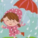 Pixelhobby 804401 Kislány az esőben (20,3x25,4cm) 4 alaplapos szett Szuper ajánlat