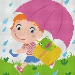 Újdonság Pixelhobby 804407 Kisfiú esernyővel (20,3x25,4cm) 4 alaplapos szett