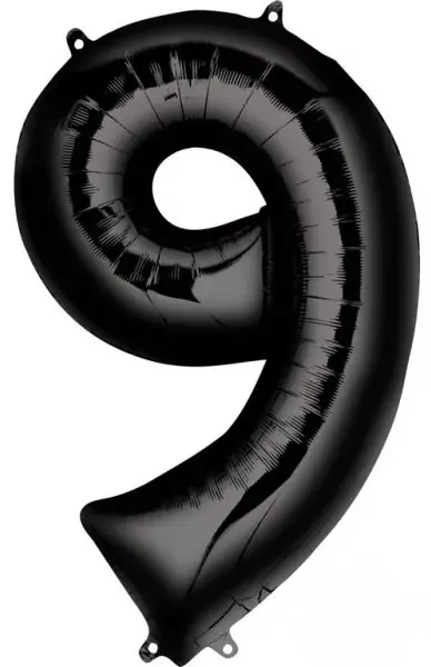 Biztonságos fizetés Fekete Black óriás szám fólia lufi 9-es, 86x55 cm