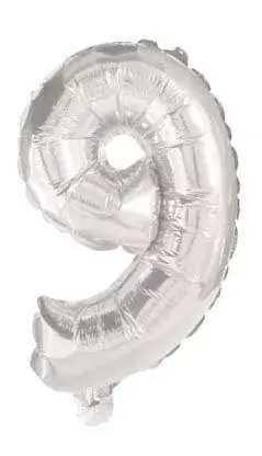 Óriás 9-es Silver szám fólia lufi 85 cm Olcsóbb
