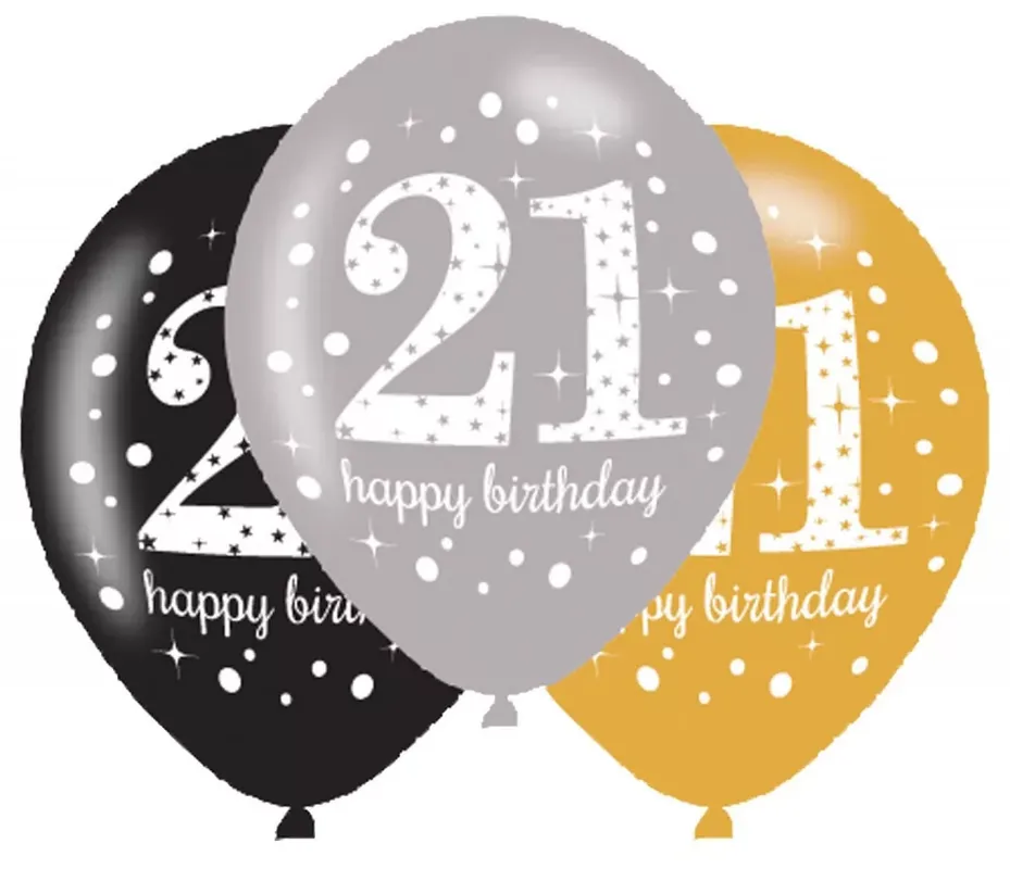 Nézd meg most Happy Birthday 21 Gold léggömb, lufi 6 db-os 11 inch (27,5 cm)