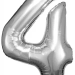 Ezüst Silver óriás szám fólia lufi 4-es, 86x66 cm Utolsó esély