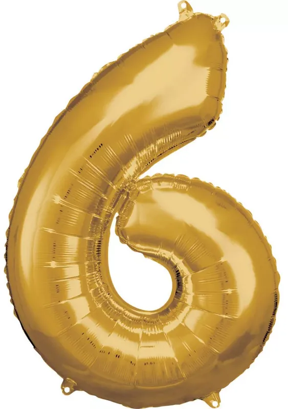 Arany Gold óriás szám fólia lufi 6-os, 86x58 cm Azonnal elérhető