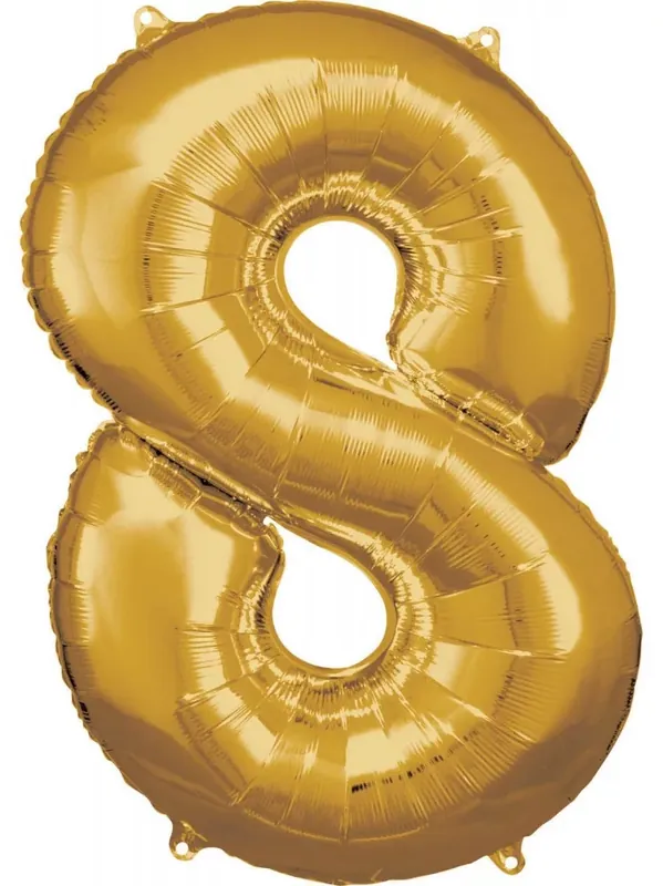 Alacsony ár Gold, Arany óriás szám fólia lufi 8-as, 83*55 cm