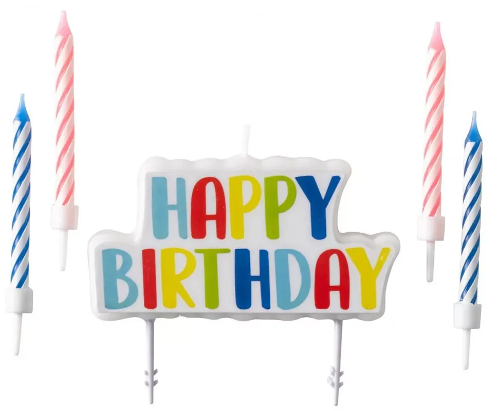 Végkiárusítás Happy Birthday Colorful tortagyertya, gyertya szett 5 db-os