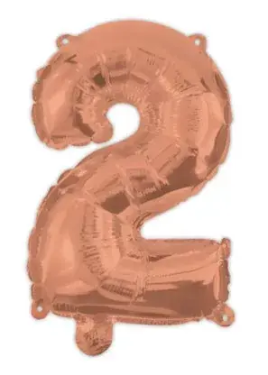 Szezonális akció Színes Rose Gold 2-es szám fólia lufi 95 cm
