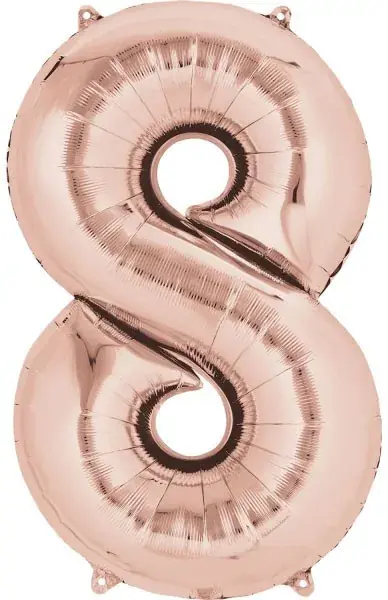 Végkiárusítás Színes Rose Gold óriás szám fólia lufi 8-as 86x53 cm