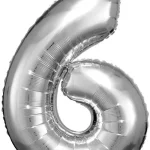 Ezüst Silver óriás szám fólia lufi 6-os, 86x58 cm Akciós ár